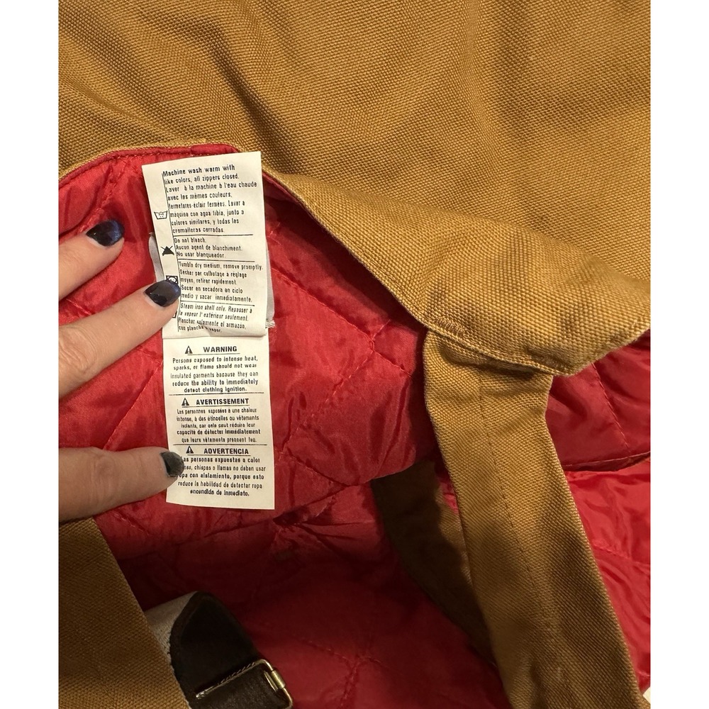 Carhartt R38 Men's 50 X 30 Duck Zip to Waist Quilt Lined Bib Overalls Brown Bibs - Picture 7 of 8